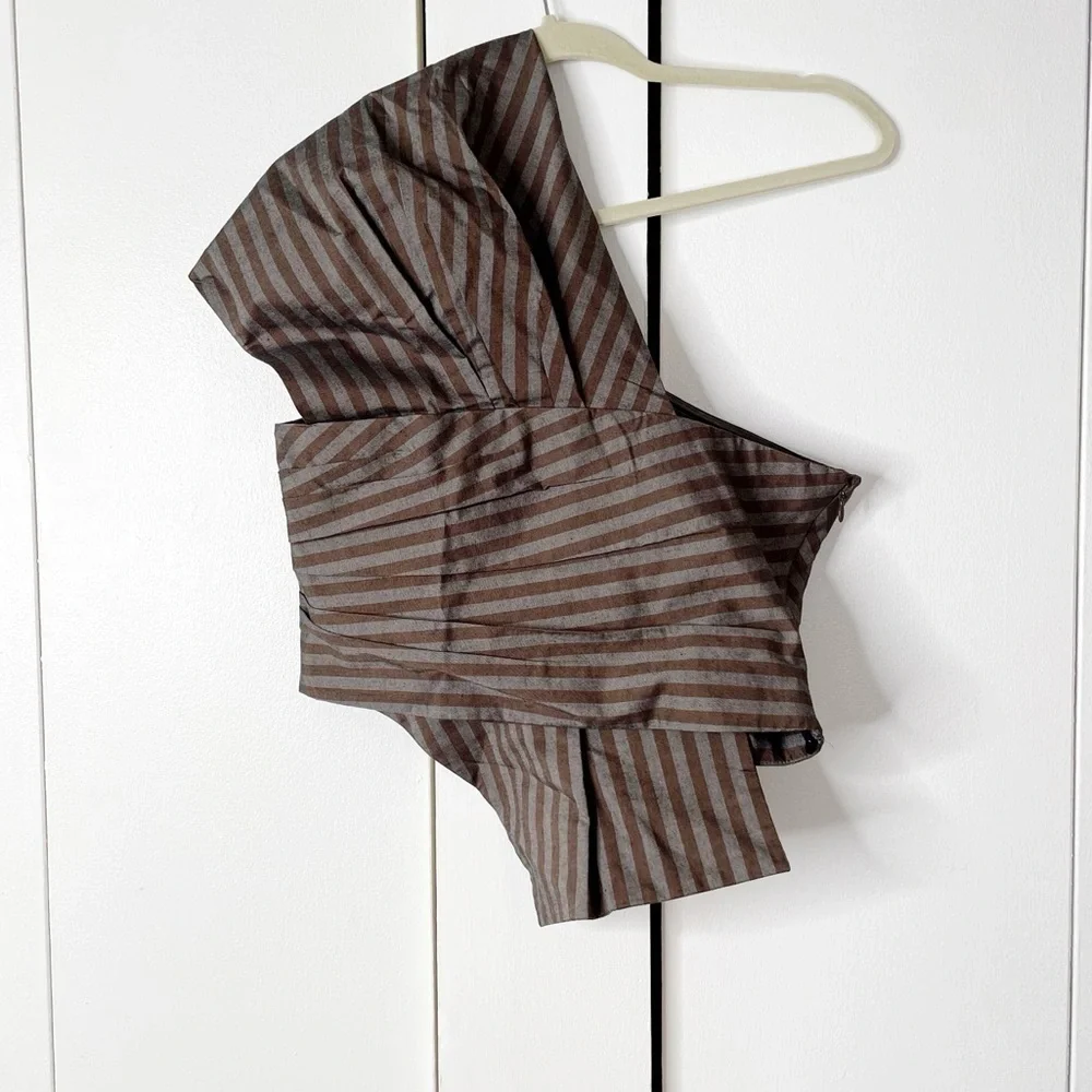 Tory Burch Stripe Wrap One Shoulder Top